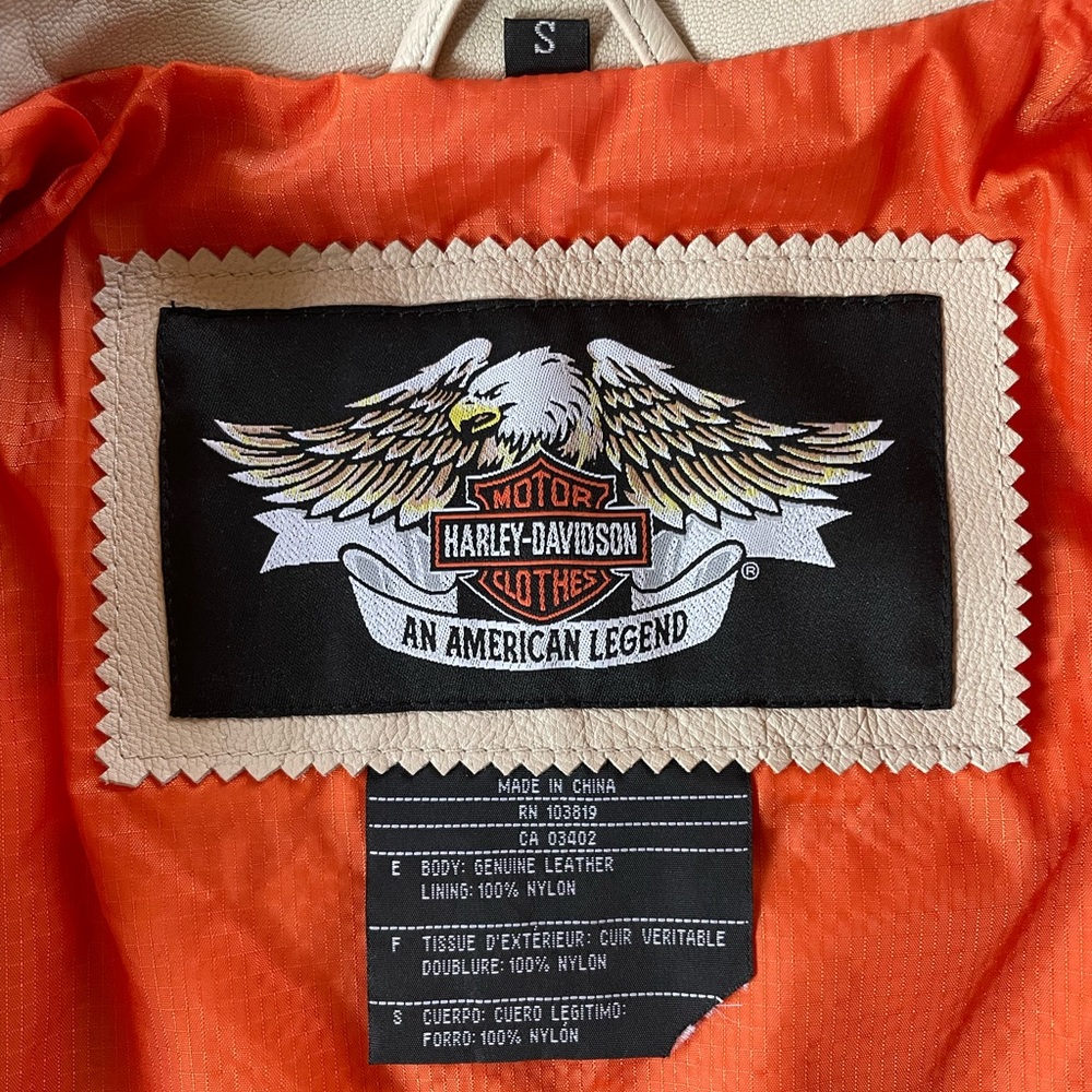Harley Davison Orange / Blue / Cream leather jacket - Picture 3 of 16